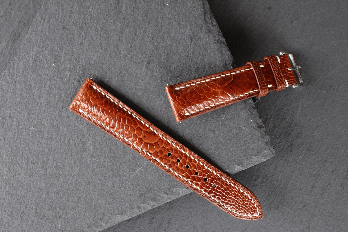 cognac ostrich leather watch strap – photo 5