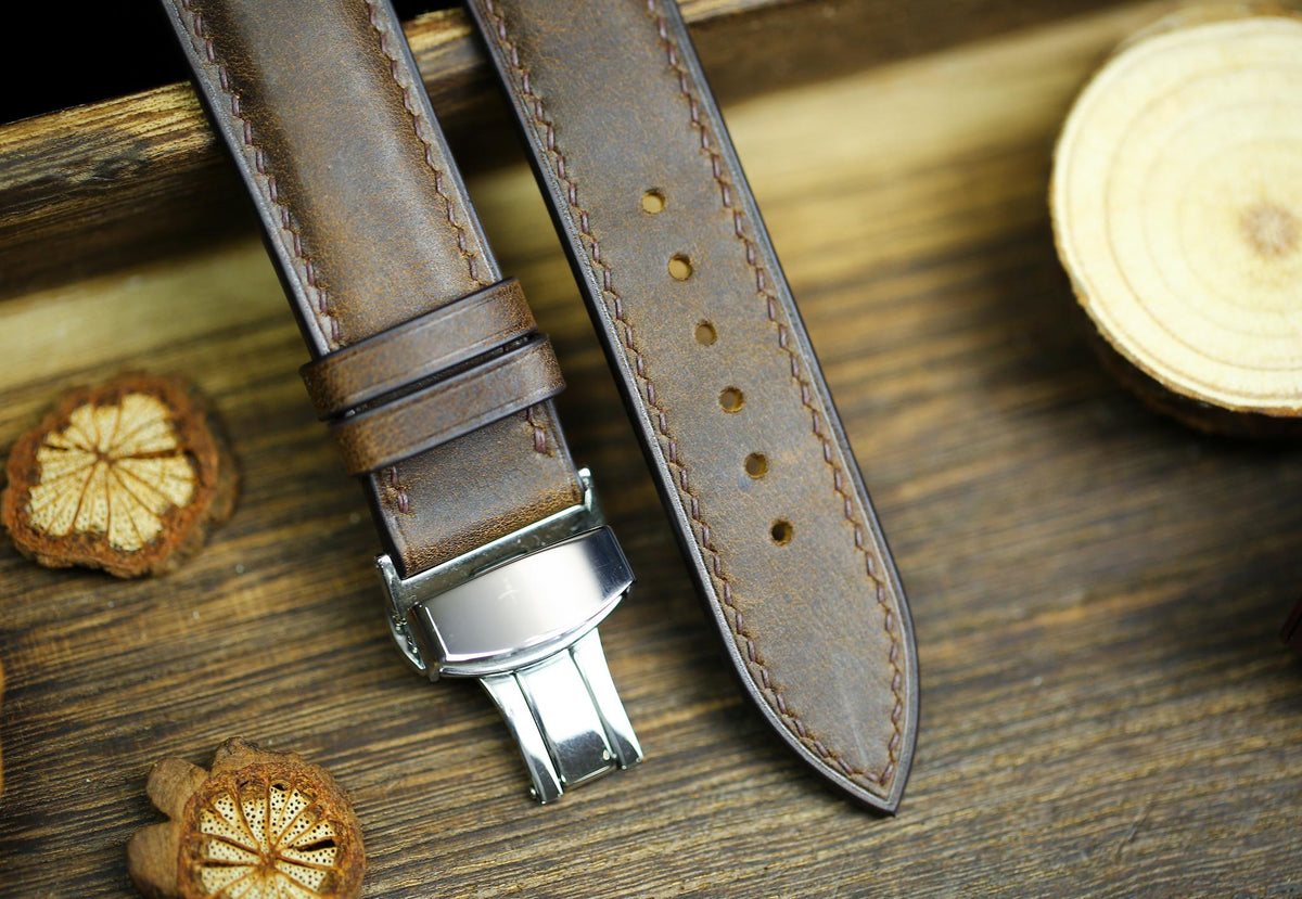 waxy brown maya leather watch strap – photo 7