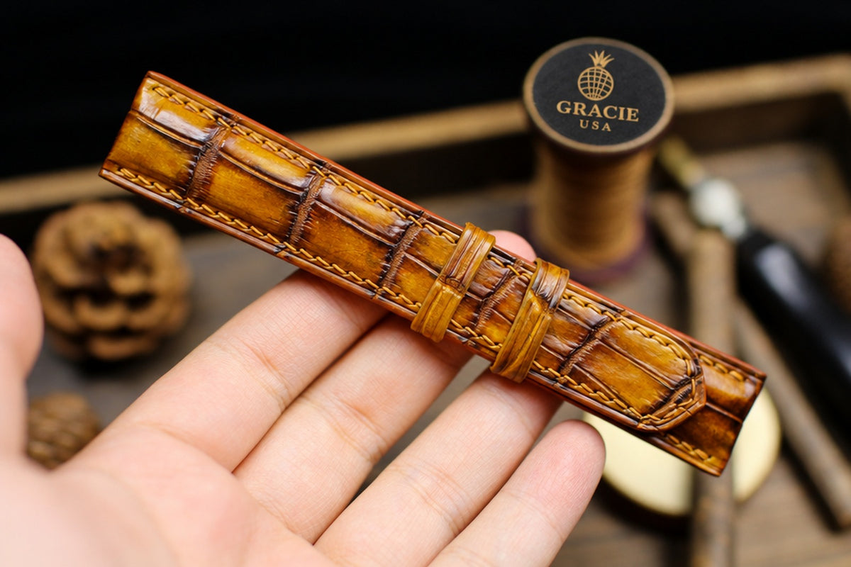 patina brown alligator leather watch strap – photo 7