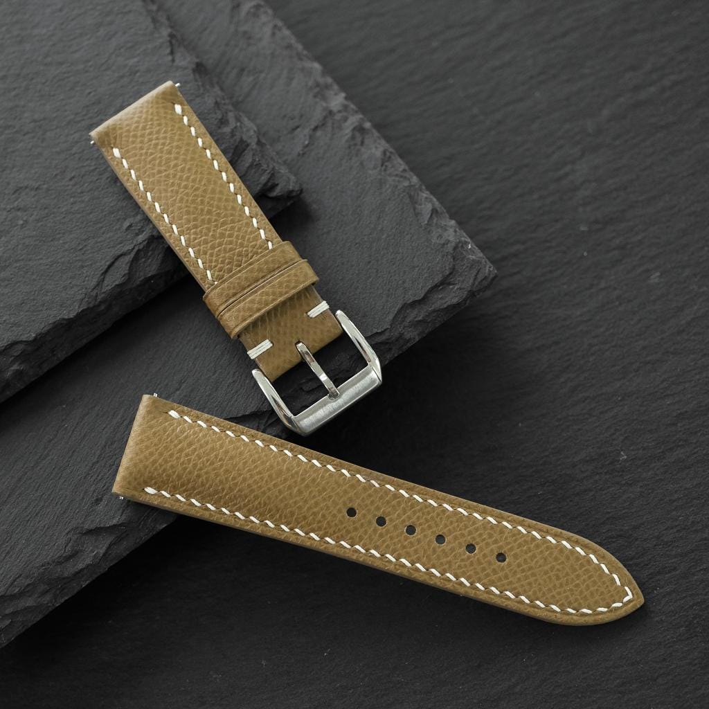 light taupe grey epsom leather watch strap – photo 6