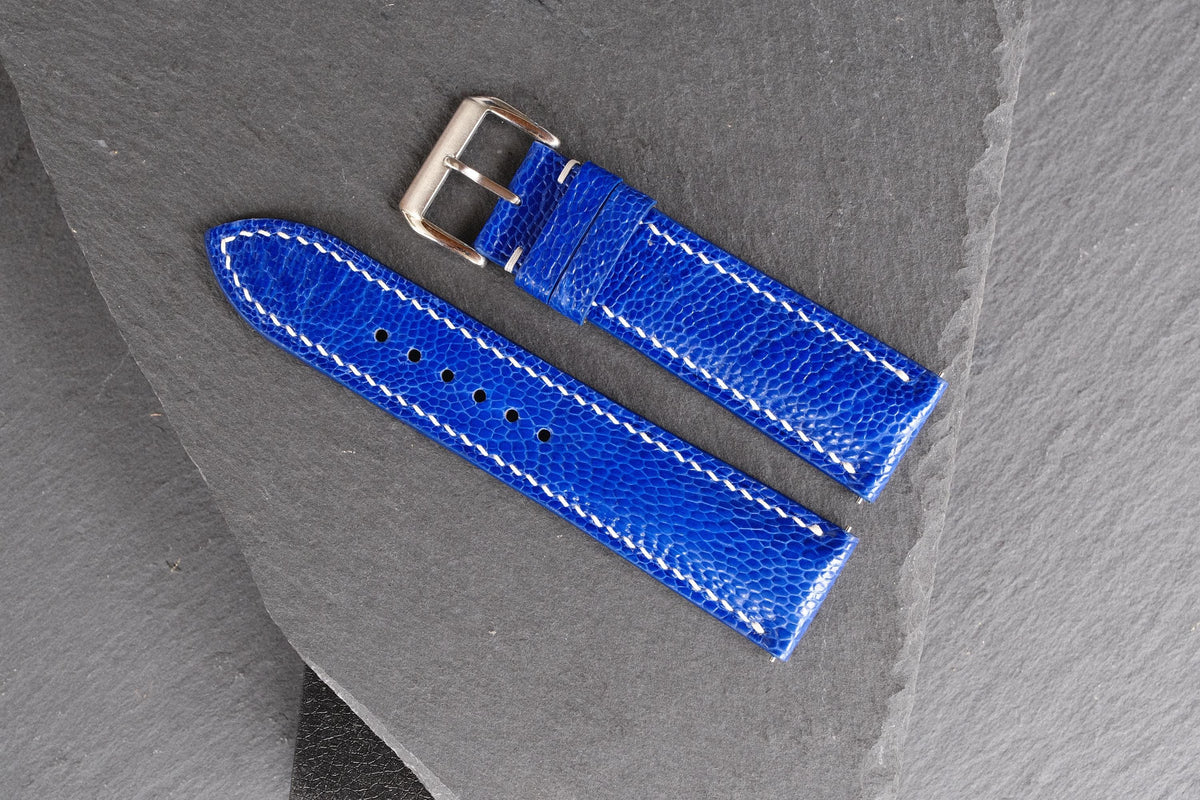 blue ostrich leather watch strap – photo 5