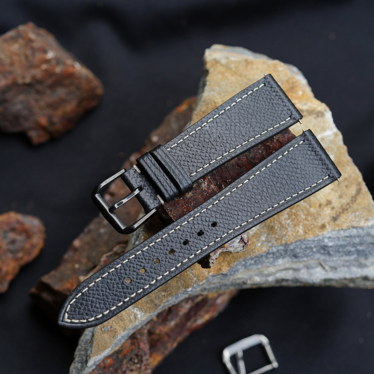 black ostrich leg leather watch strap – photo 8