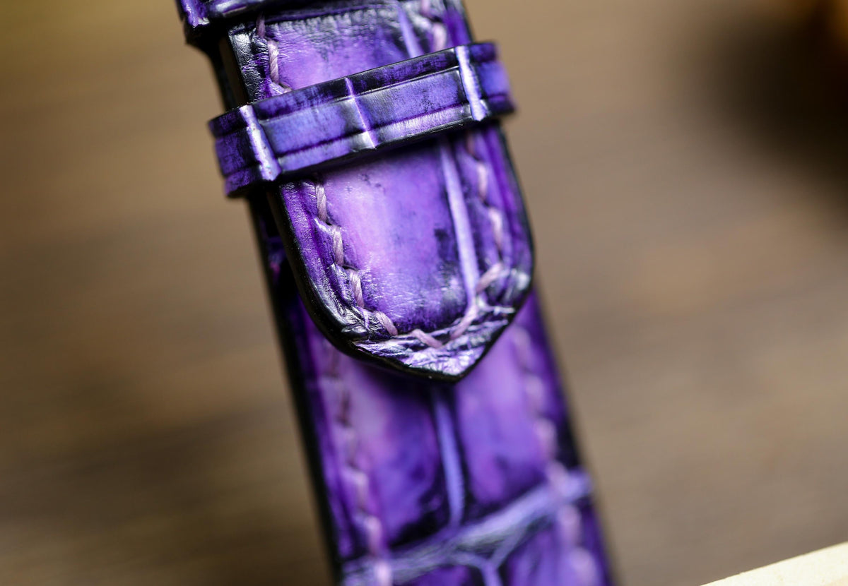 patina purple alligator leather watch strap – photo 7