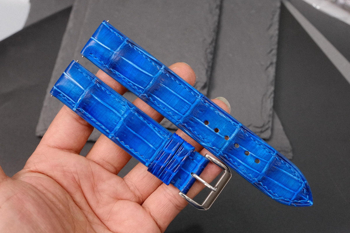 patina blue alligator leather watch strap – photo 5