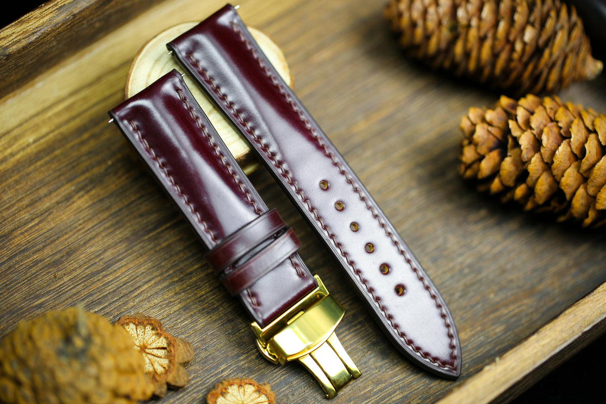 cherry brown shell cordovan leather watch strap – photo 8
