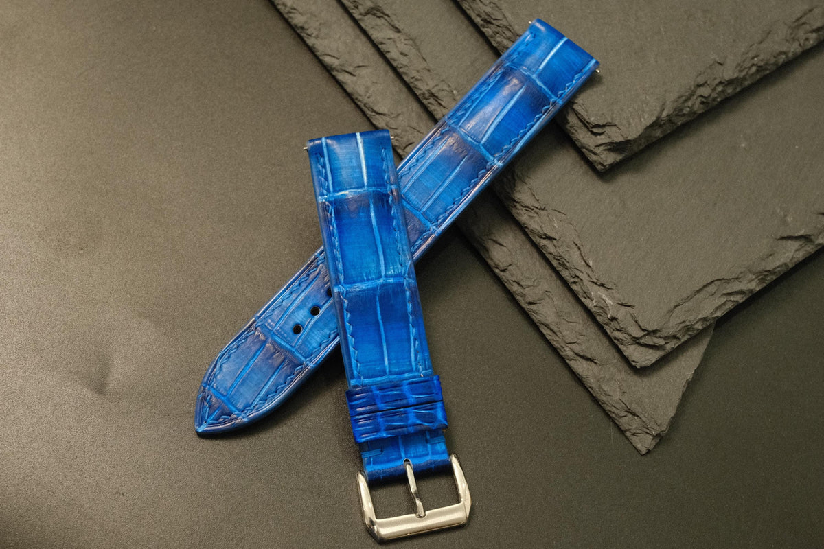 patina blue alligator leather watch strap – photo 6