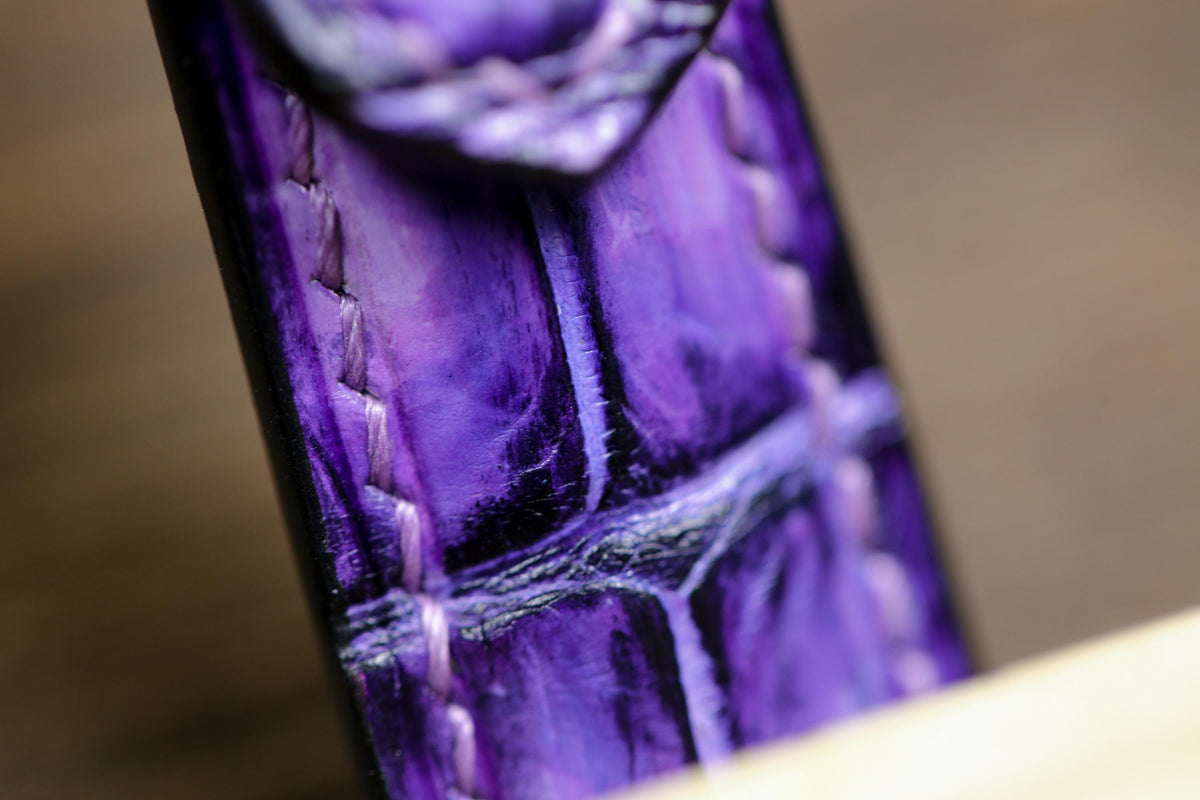 patina purple alligator leather watch strap – photo 8