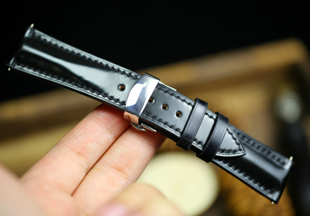 black shell cordovan leather watch strap – photo 8