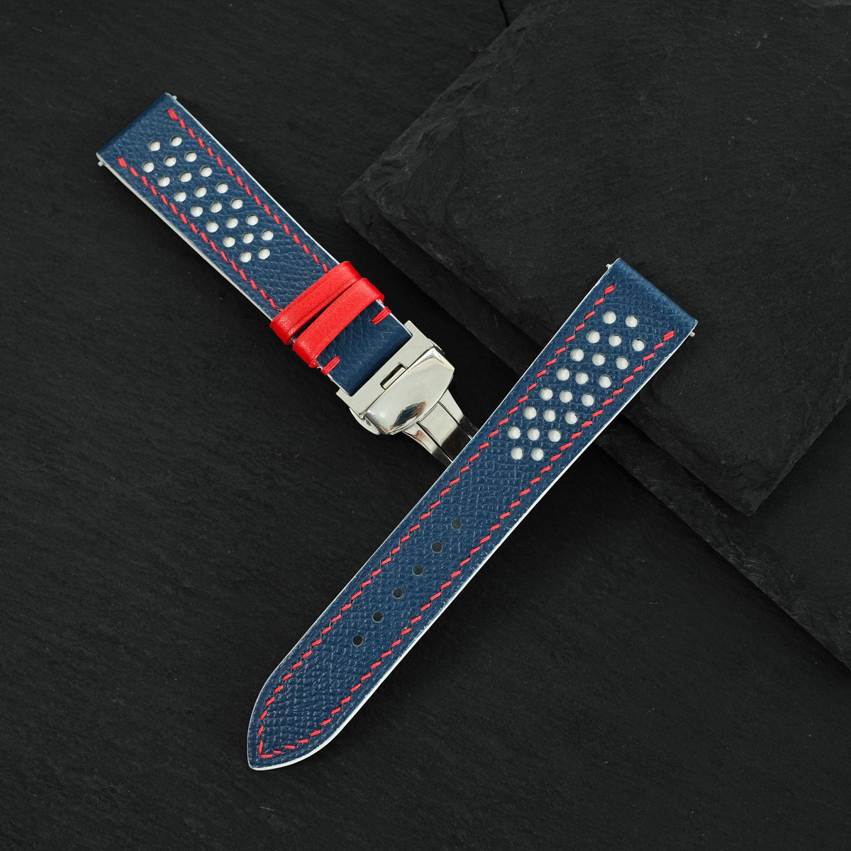 navy & red epsom leather watch strap – photo 7