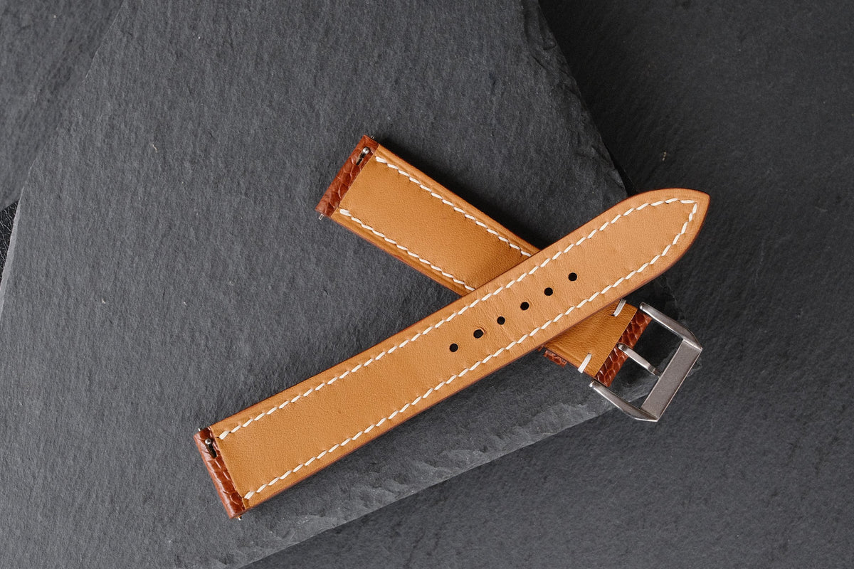 cognac ostrich leather watch strap – photo 6