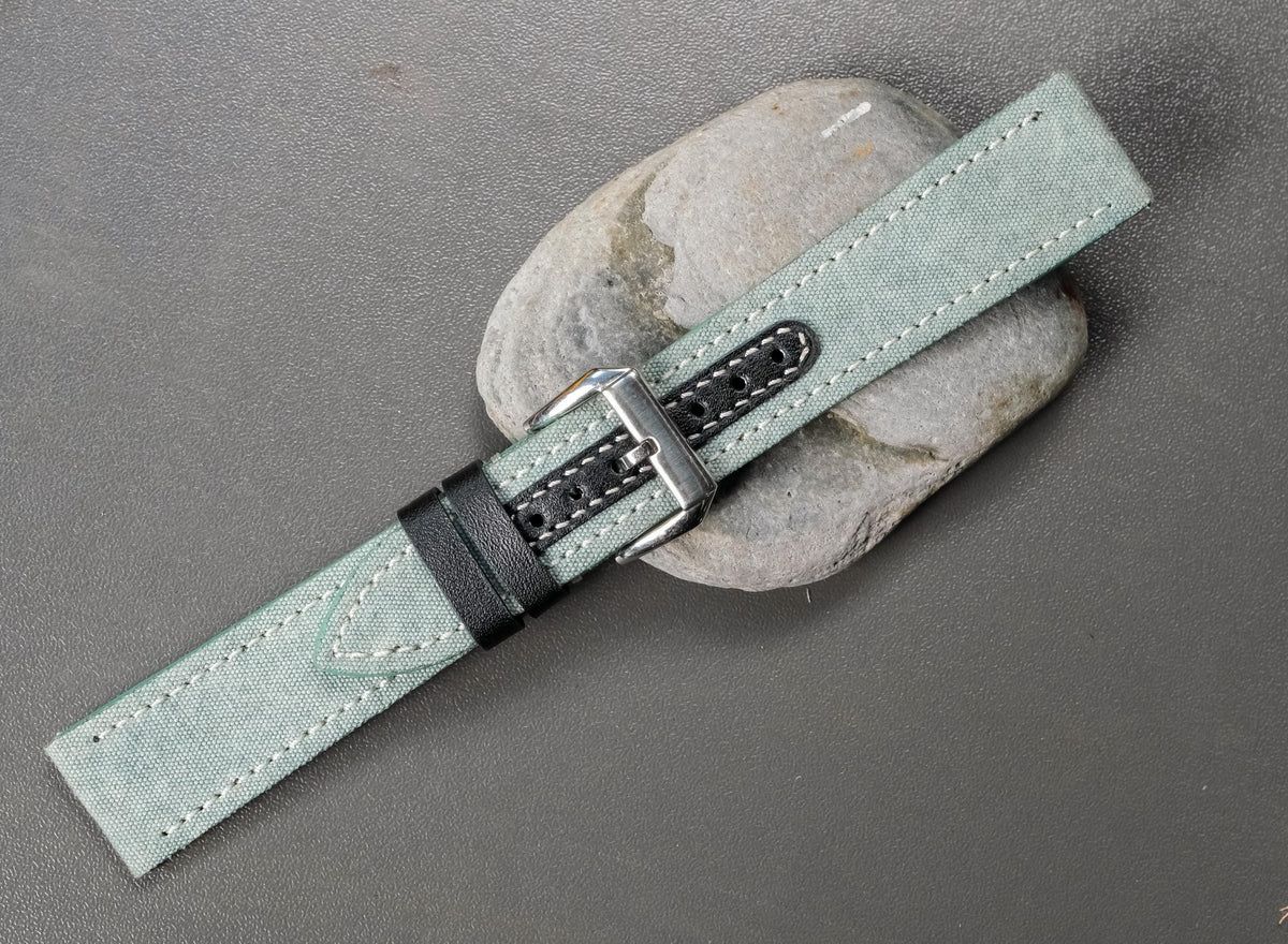 greyish blue canvas leather watch strap – photo 8