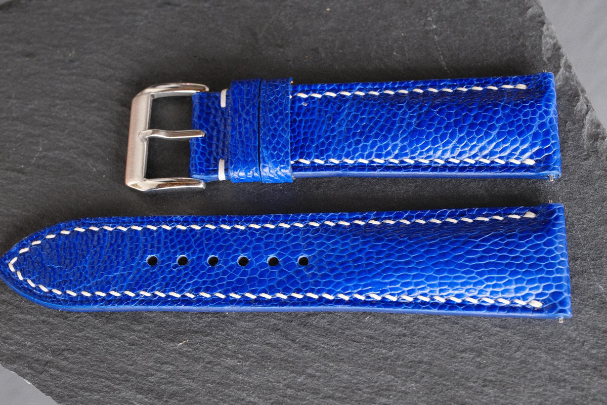 blue ostrich leather watch strap – photo 6