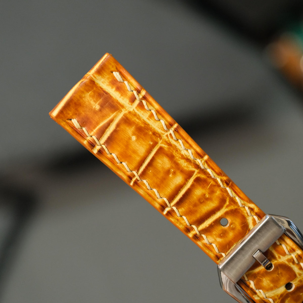 patina tan alligator leather watch strap – photo 7