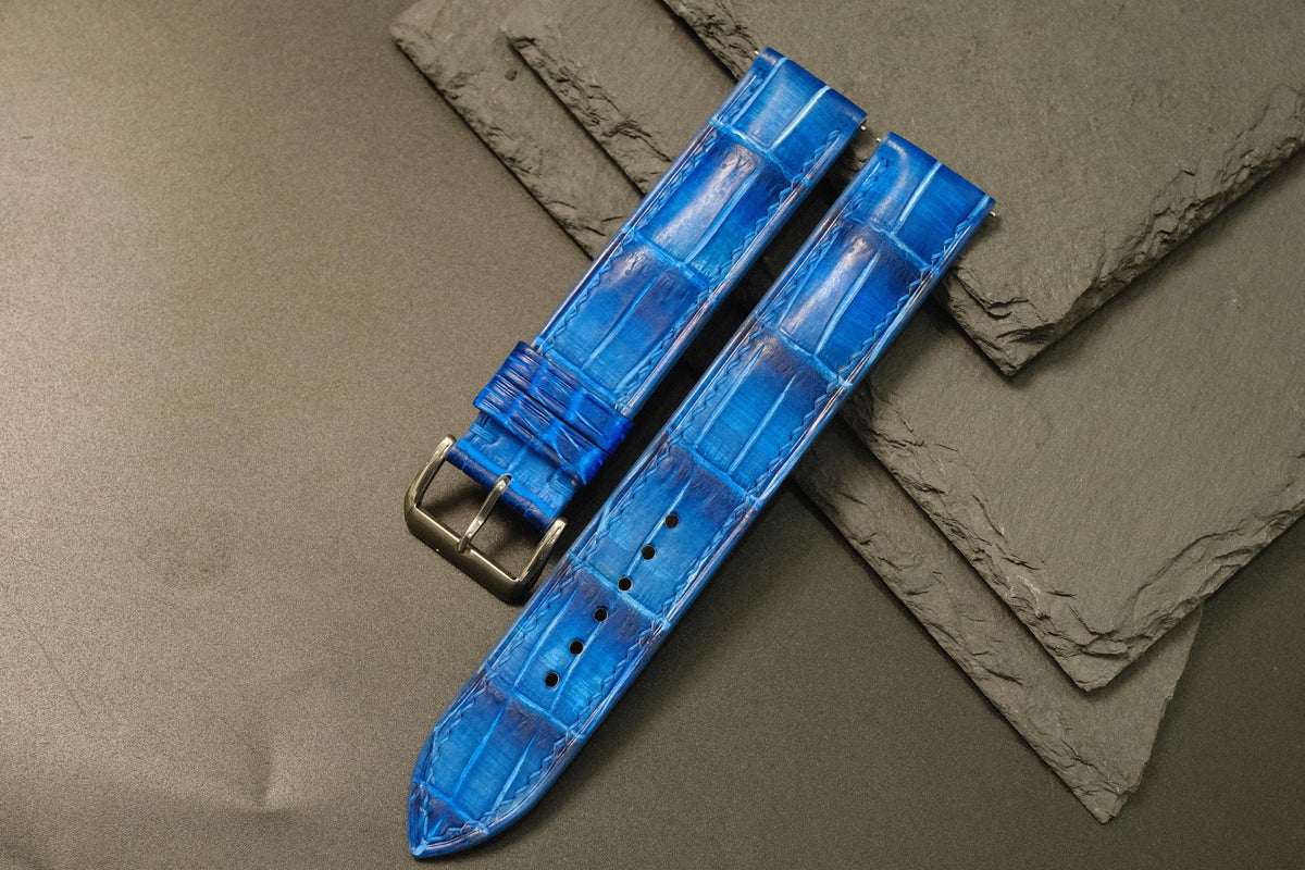 patina blue alligator leather watch strap – photo 7
