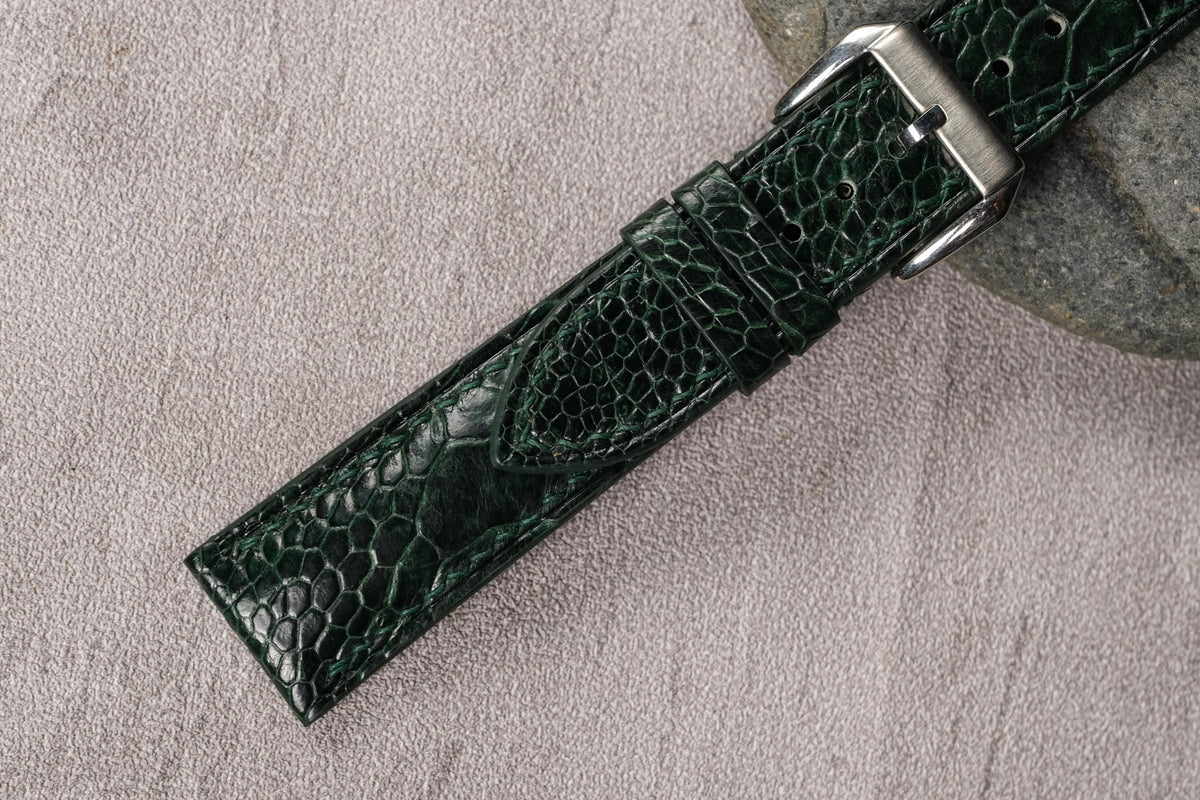dark green ostrich leather watch strap – photo 8