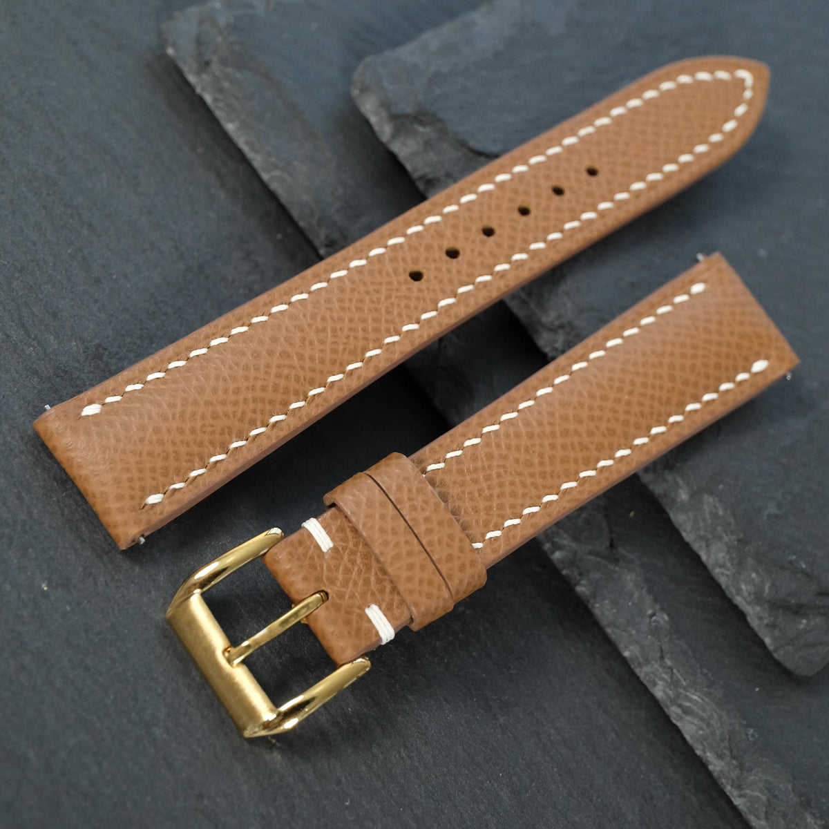 chestnut brown epsom leather watch strap – photo 7