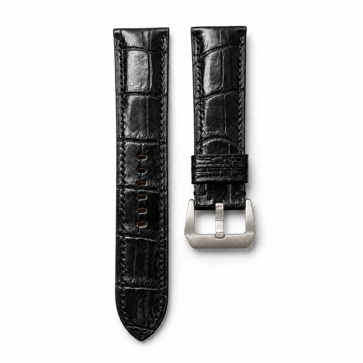 Black Alligator Leather Watch Strap