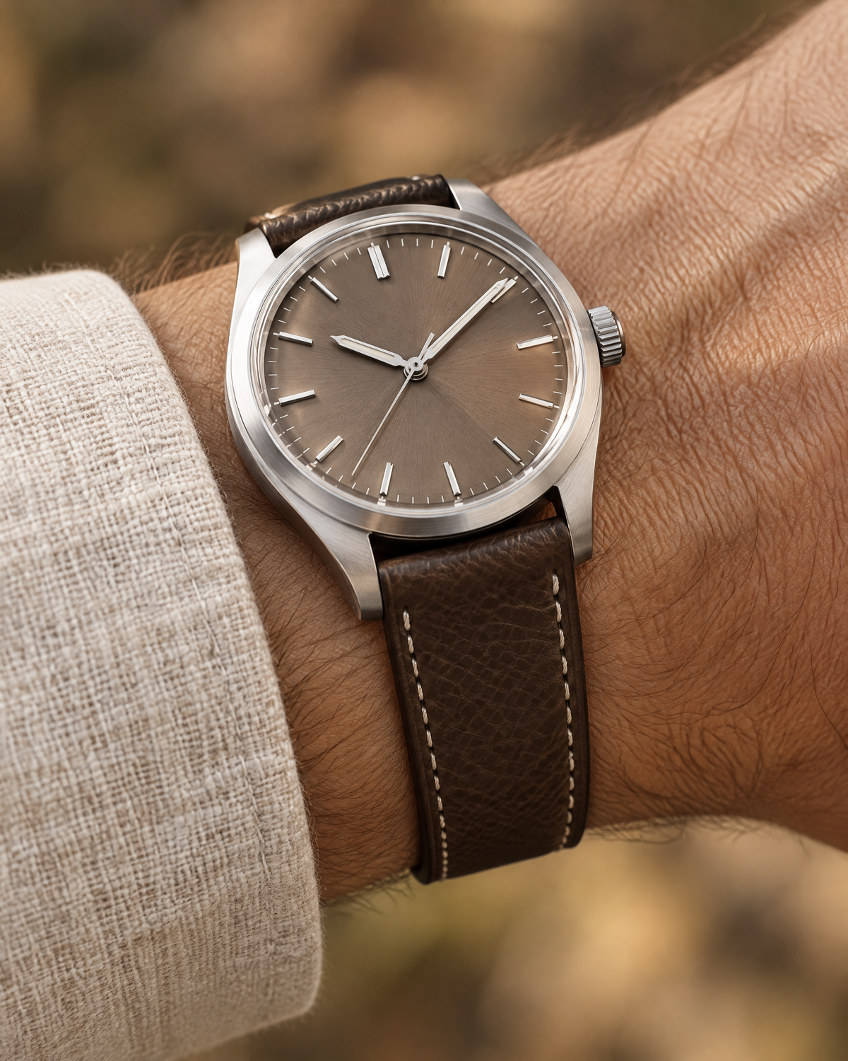 Vintage Dark Chocolate Brown Babele Leather Watch Strap – Handstitched