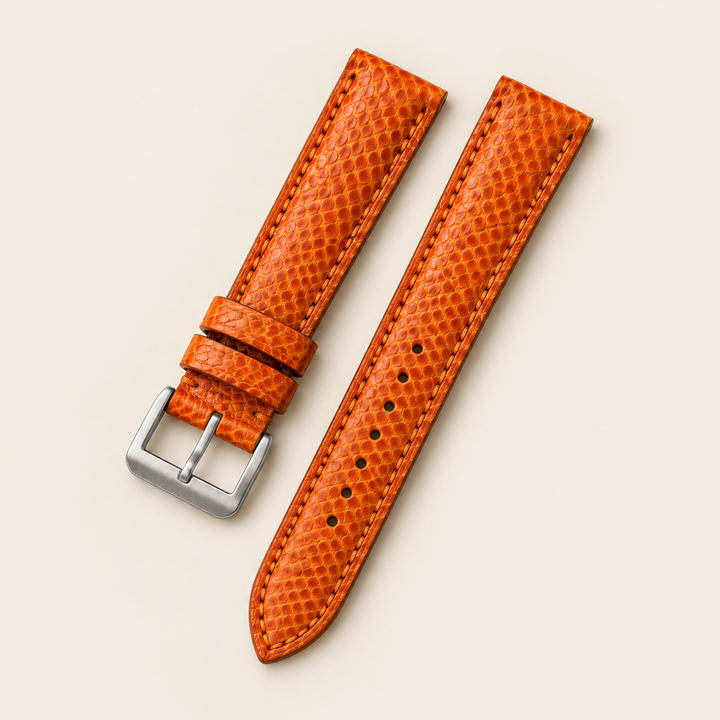 Orange Sea Snake Leather Watch Strap – Handstitched