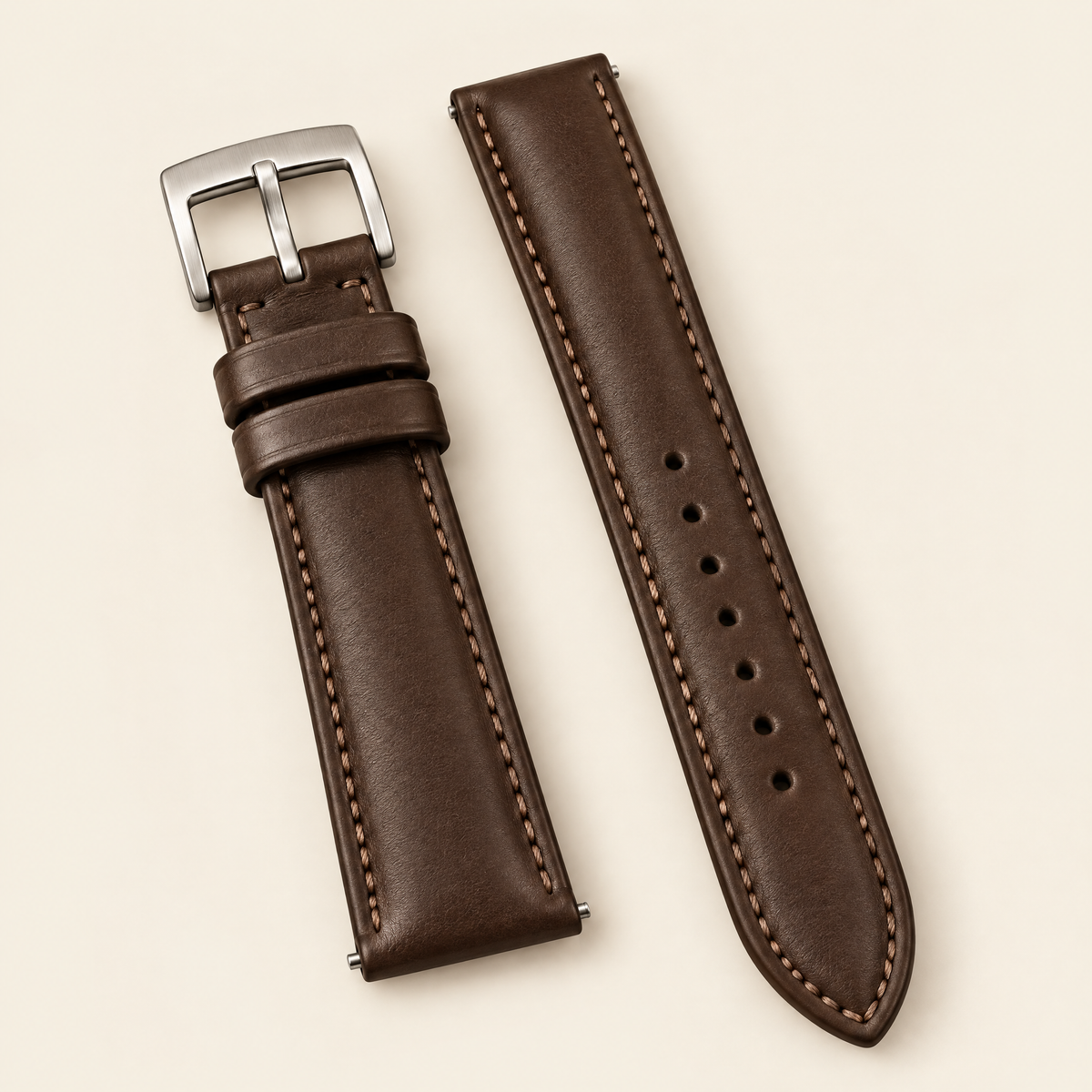 Dark Brown Swift Leather Watch Strap – Handstitched, Padded
