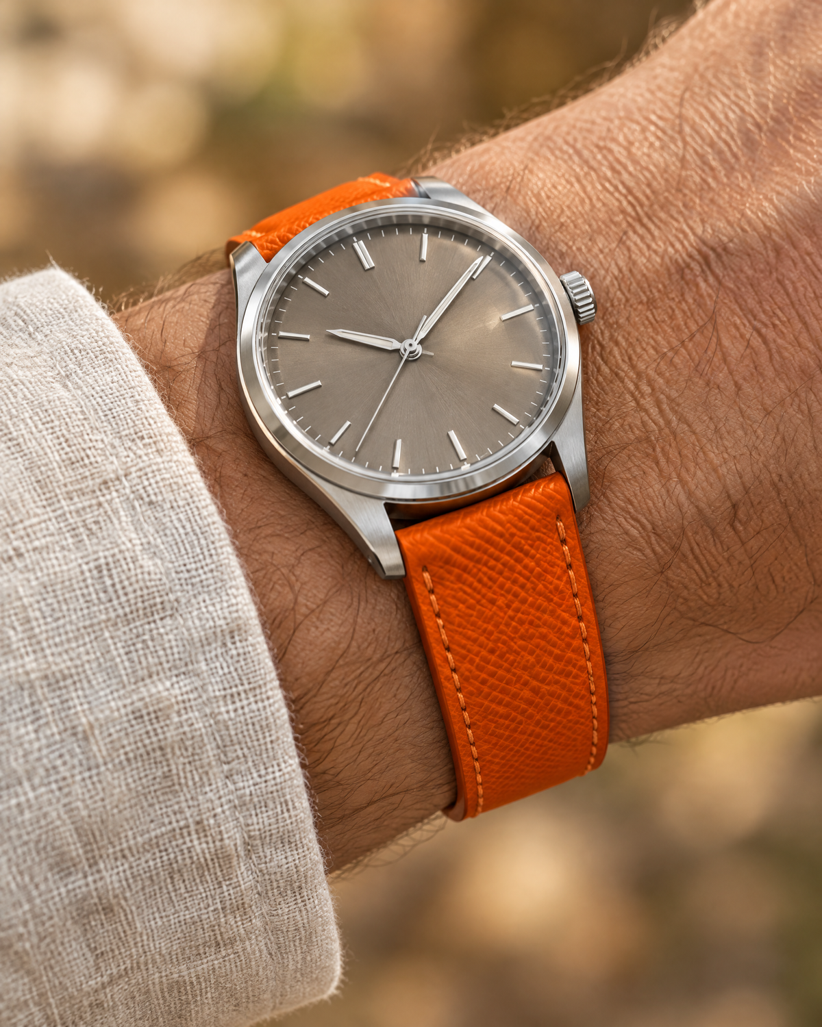 Orange Epsom Leather Watch Strap – Handstitched