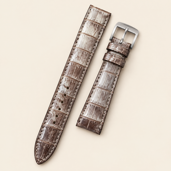 Himalayan Alligator Leather Watch Strap Flat – Handstitched