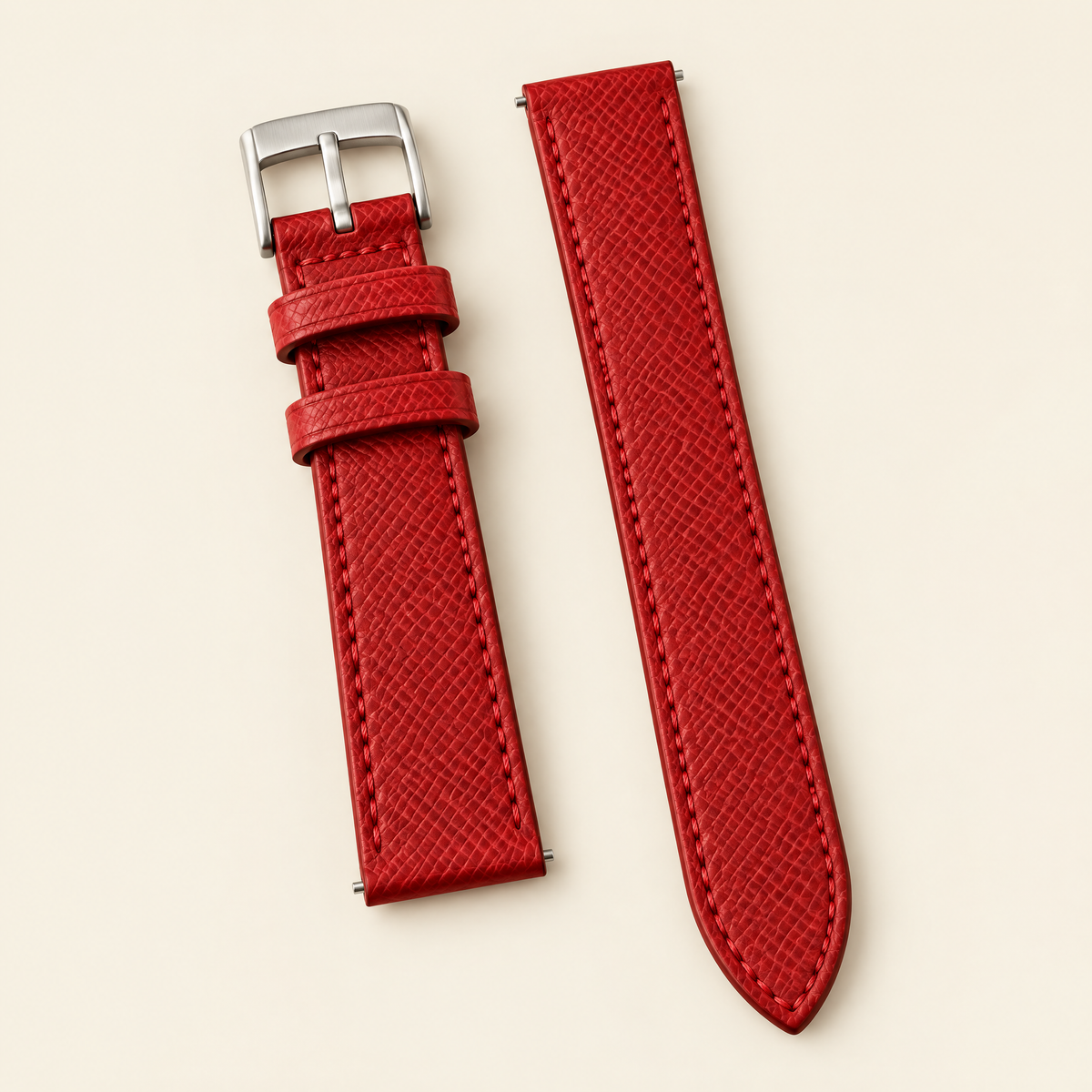 Red Epsom Leather Watch Strap – Handstitched