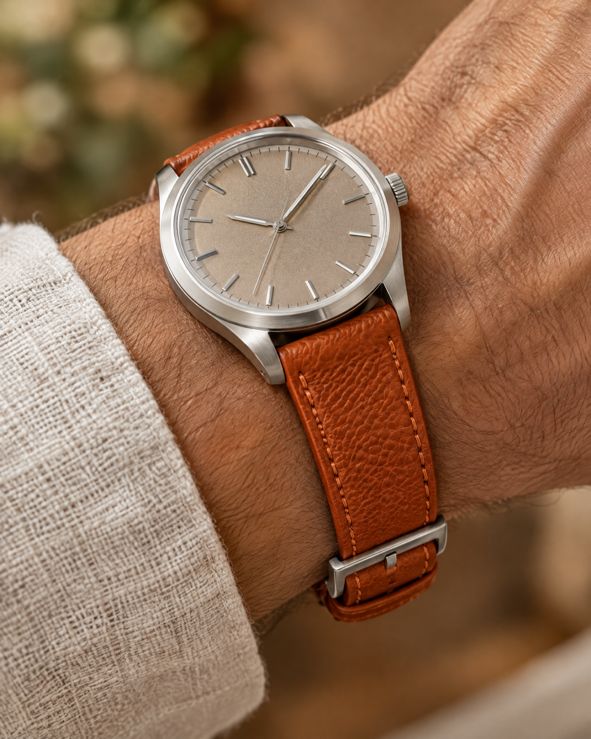 Burnt Orange Togo Leather Watch Strap – Handstitched
