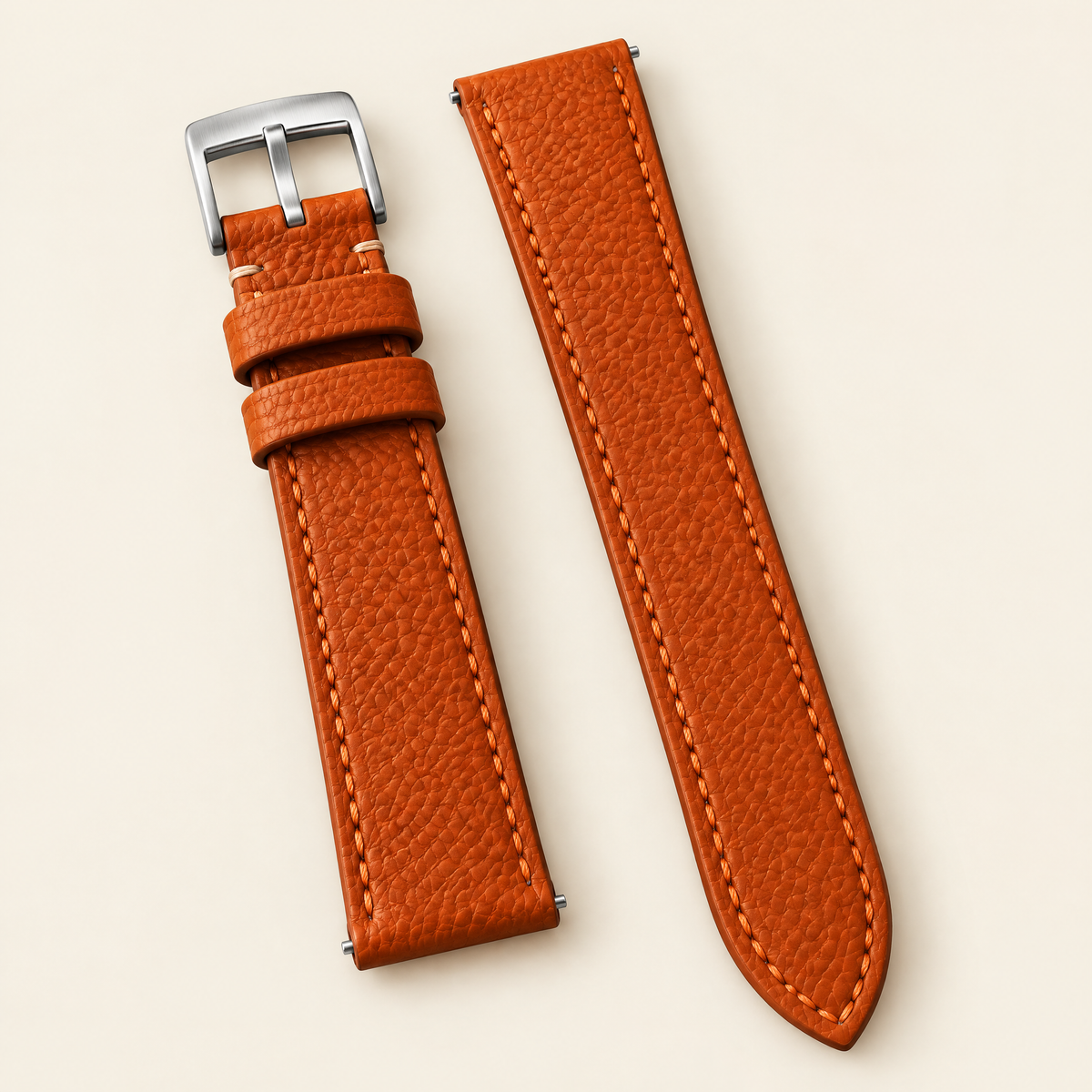 Burnt Orange Togo Leather Watch Strap – Handstitched
