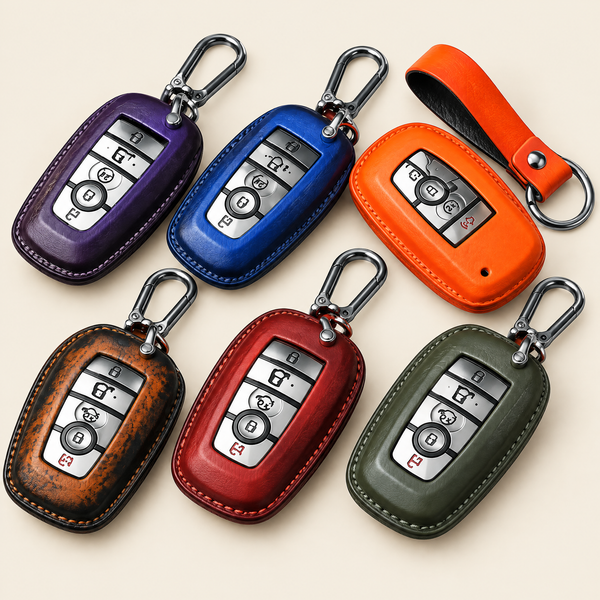 Leather Key Fob Cover Compatible with Ford F-150 – Handstitched Smart Key Case