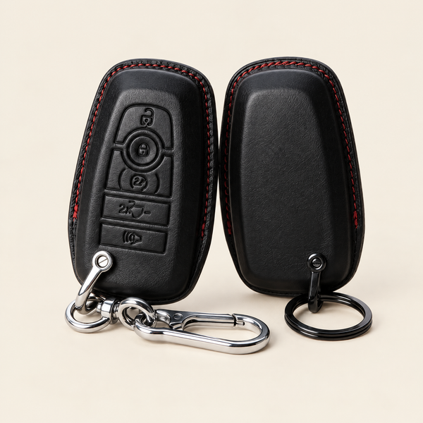 Leather Key Fob Cover Compatible with Ford Mustang – Handstitched Smart Key Case