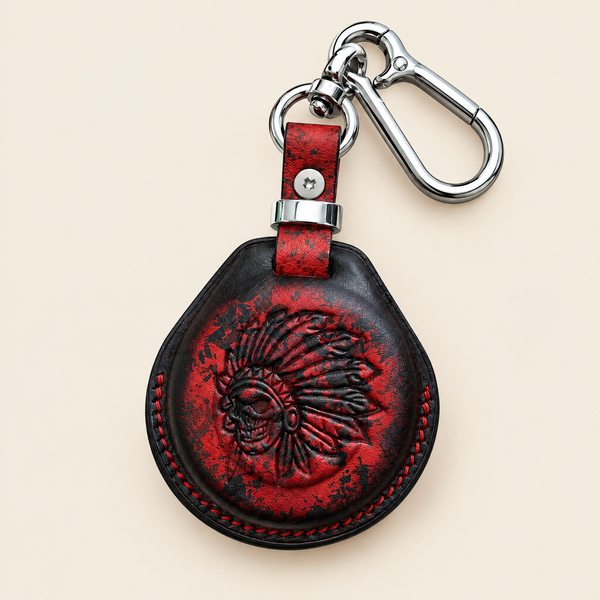 Leather Key Fob Cover Compatible with Indian Chief – Handstitched Smart Key Case