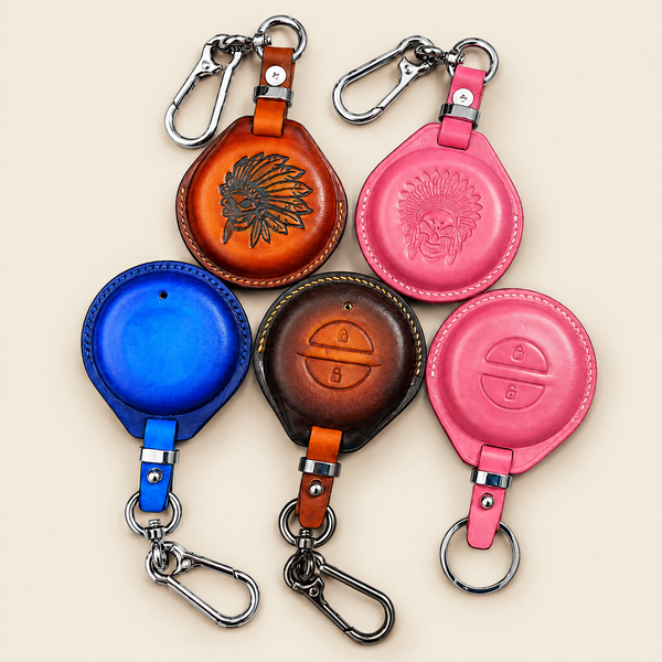 Leather Key Fob Cover Compatible with Indian Chieftain – Handstitched Smart Key Case