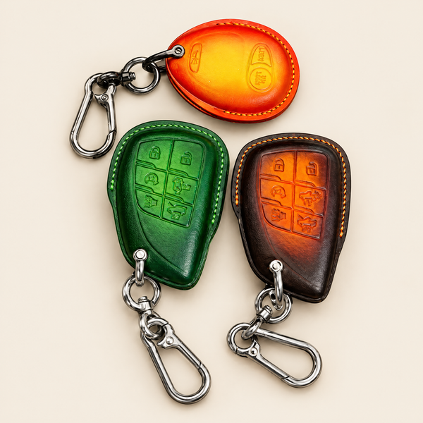 Leather Key Fob Cover Compatible with GMC Hummer EV – Handstitched Smart Key Case
