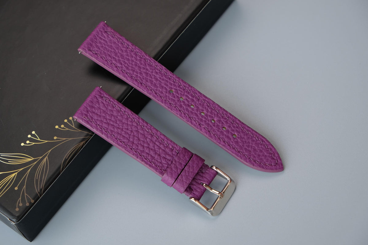 purple togo leather watch strap