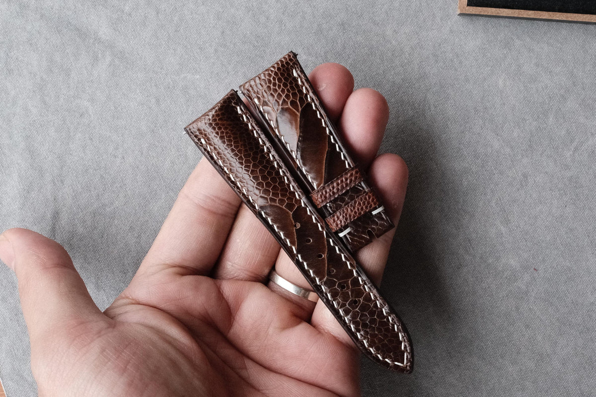 dark brown ostrich leather watch strap