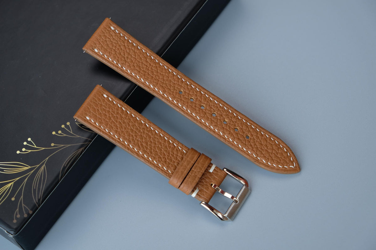 gold togo leather watch strap