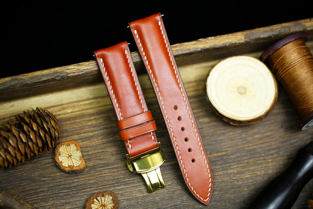 British Tan vachetta leather watch strap