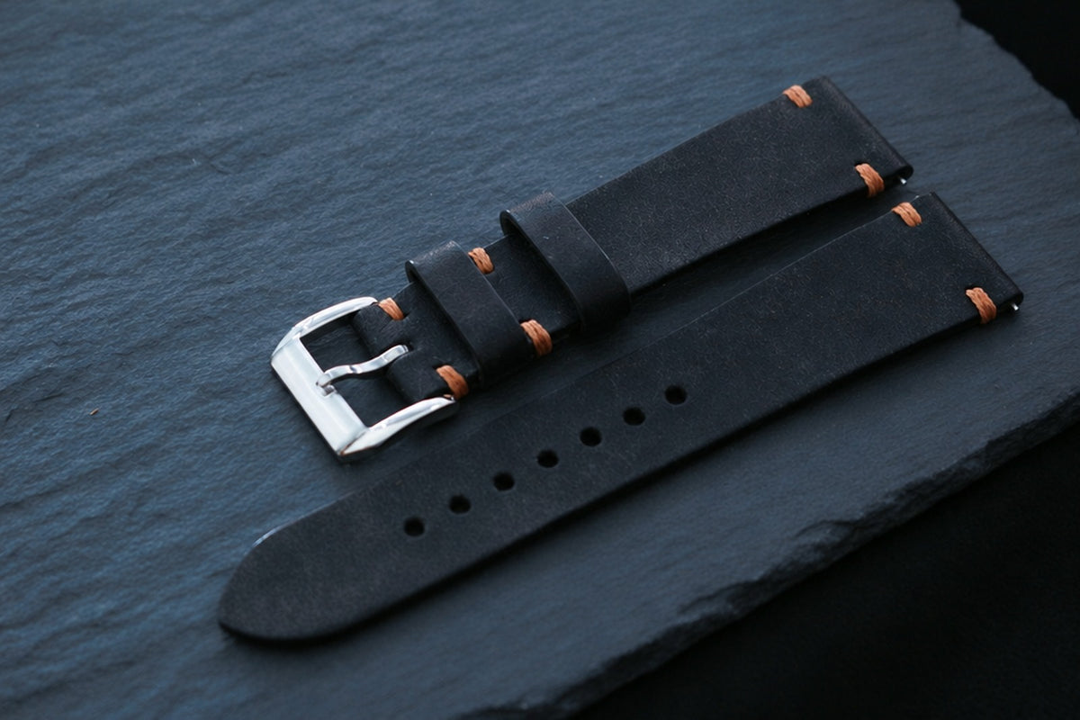 black pueblo leather watch strap
