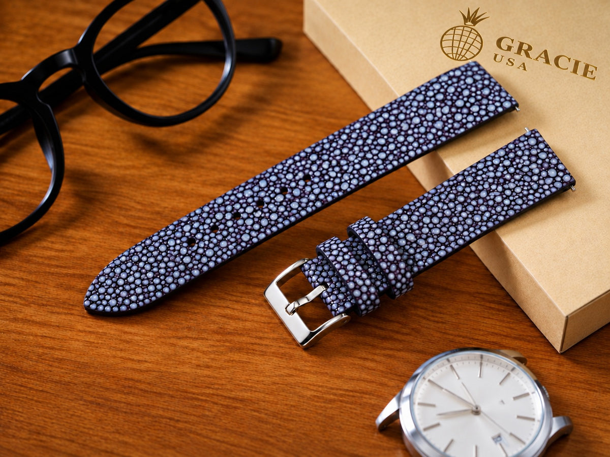 purple stingray leather watch strap