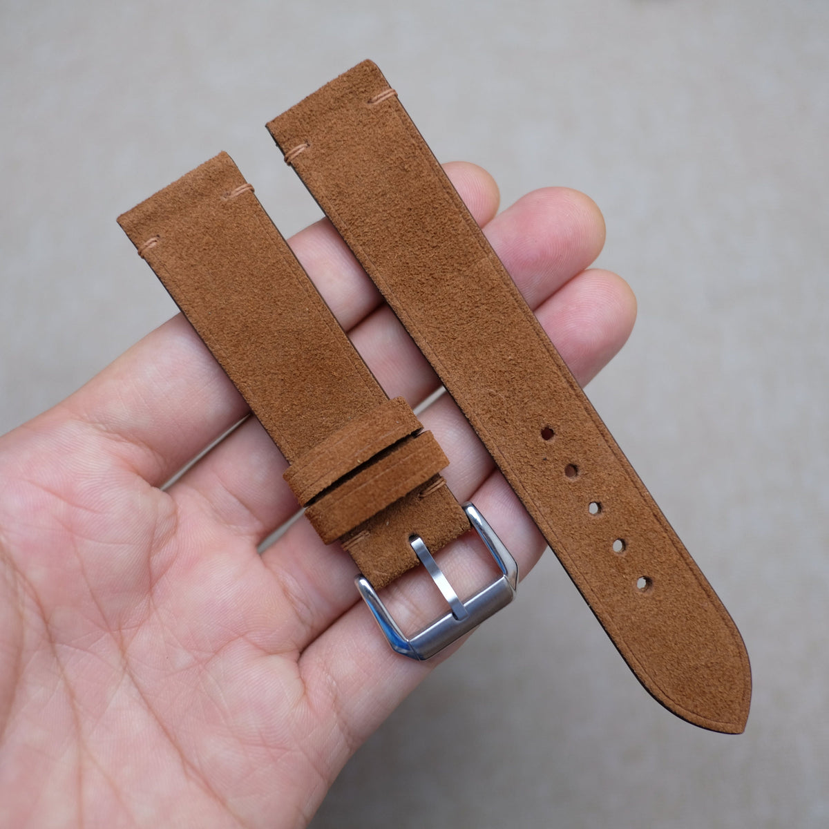 brown suede leather watch strap