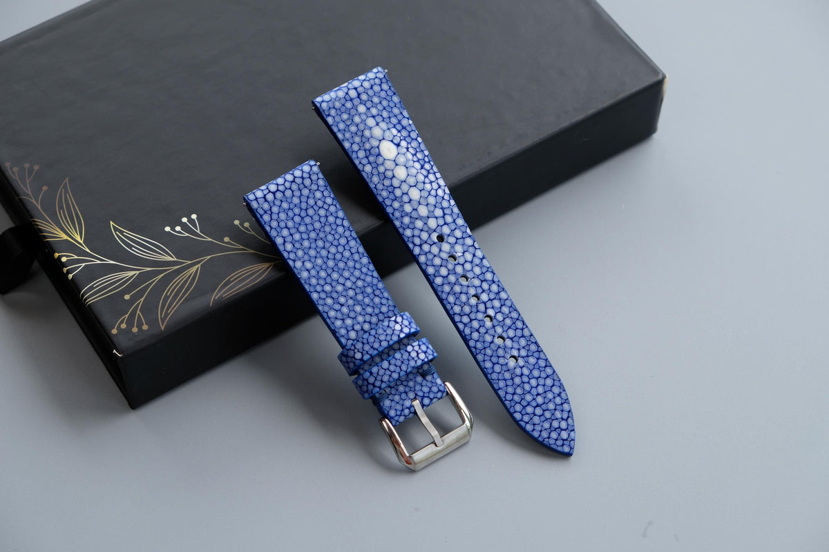 blue stingray leather watch strap