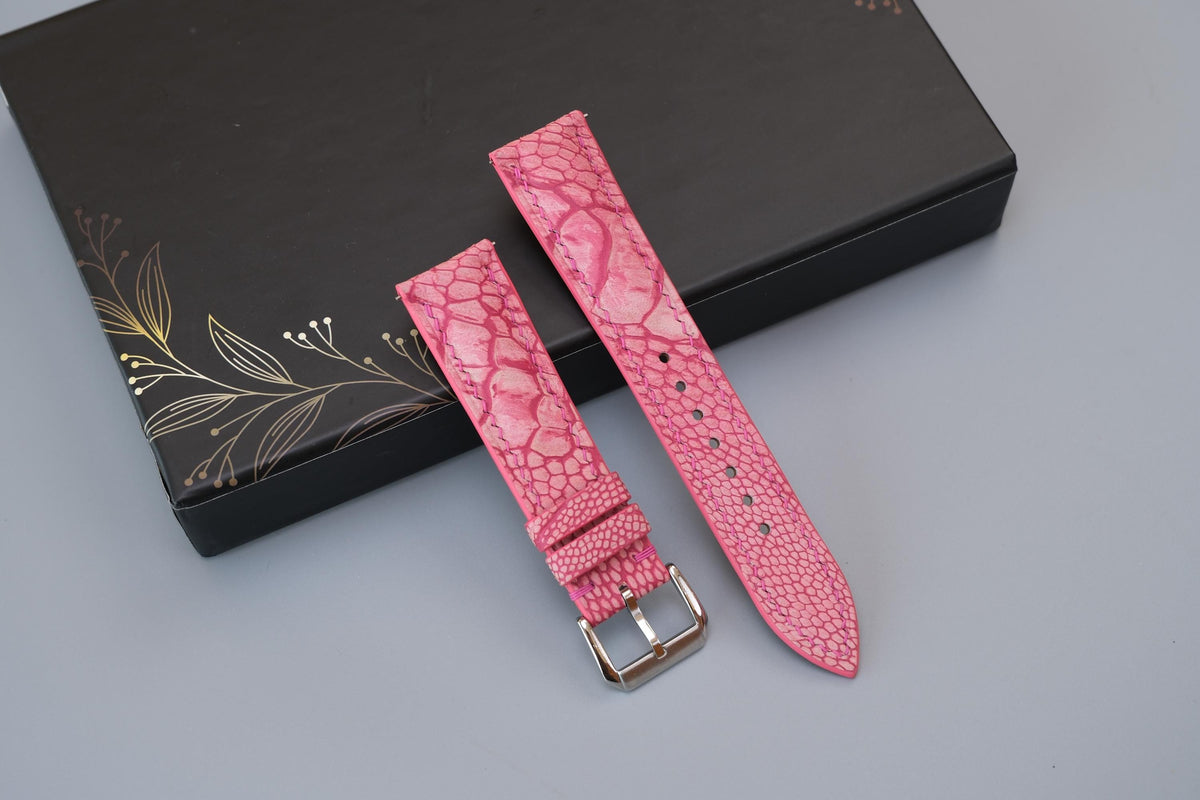 pink nubuck leather watch strap