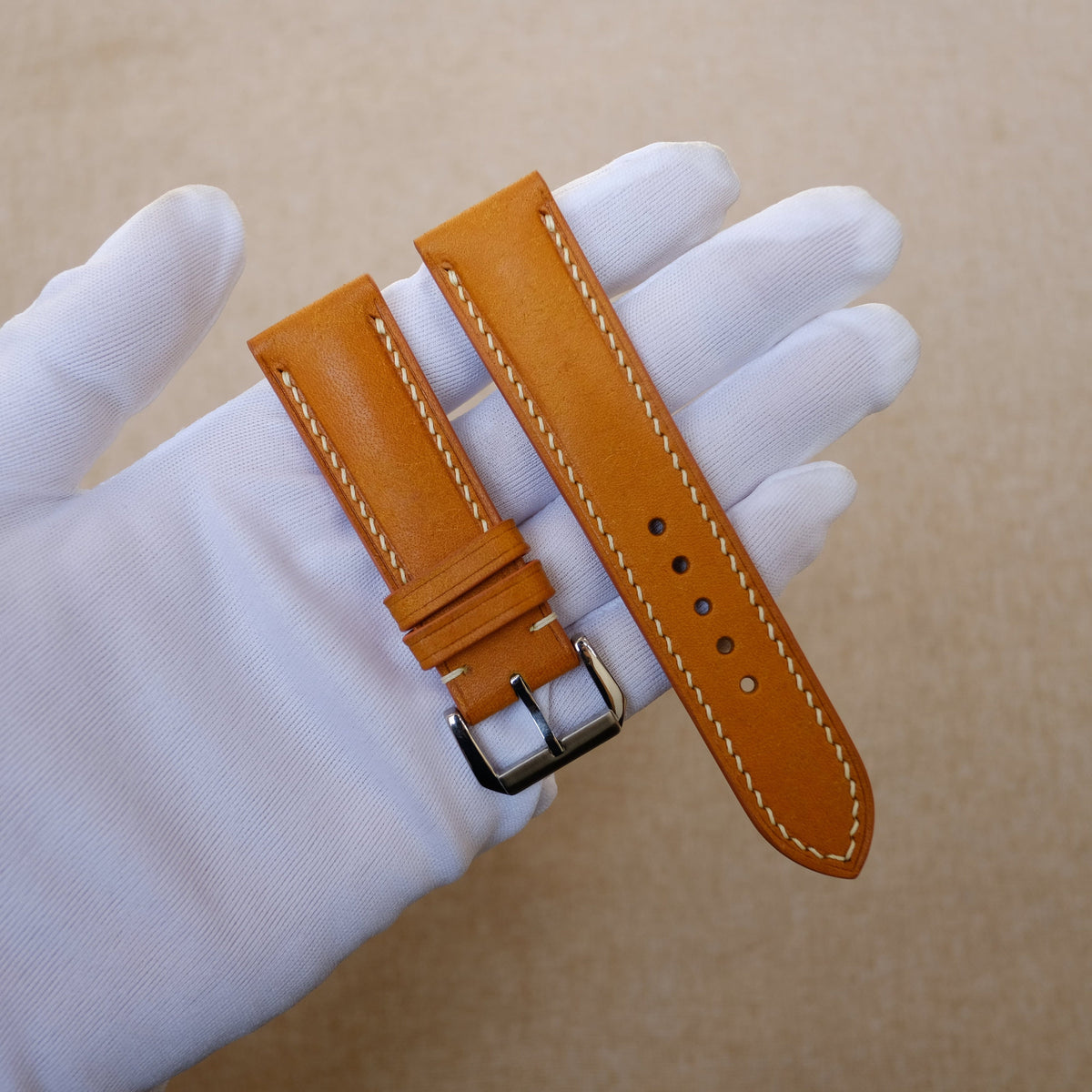 yellow & tan pueblo leather watch strap