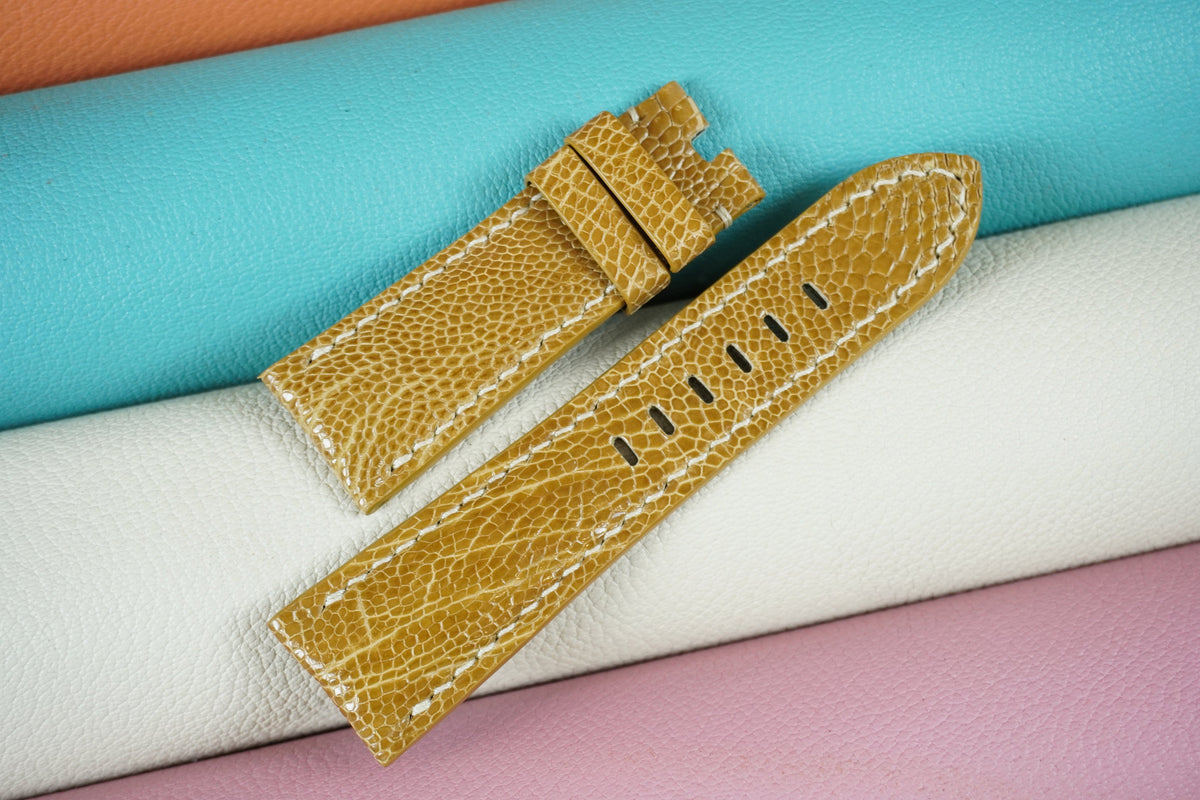tan brown ostrich leather watch strap