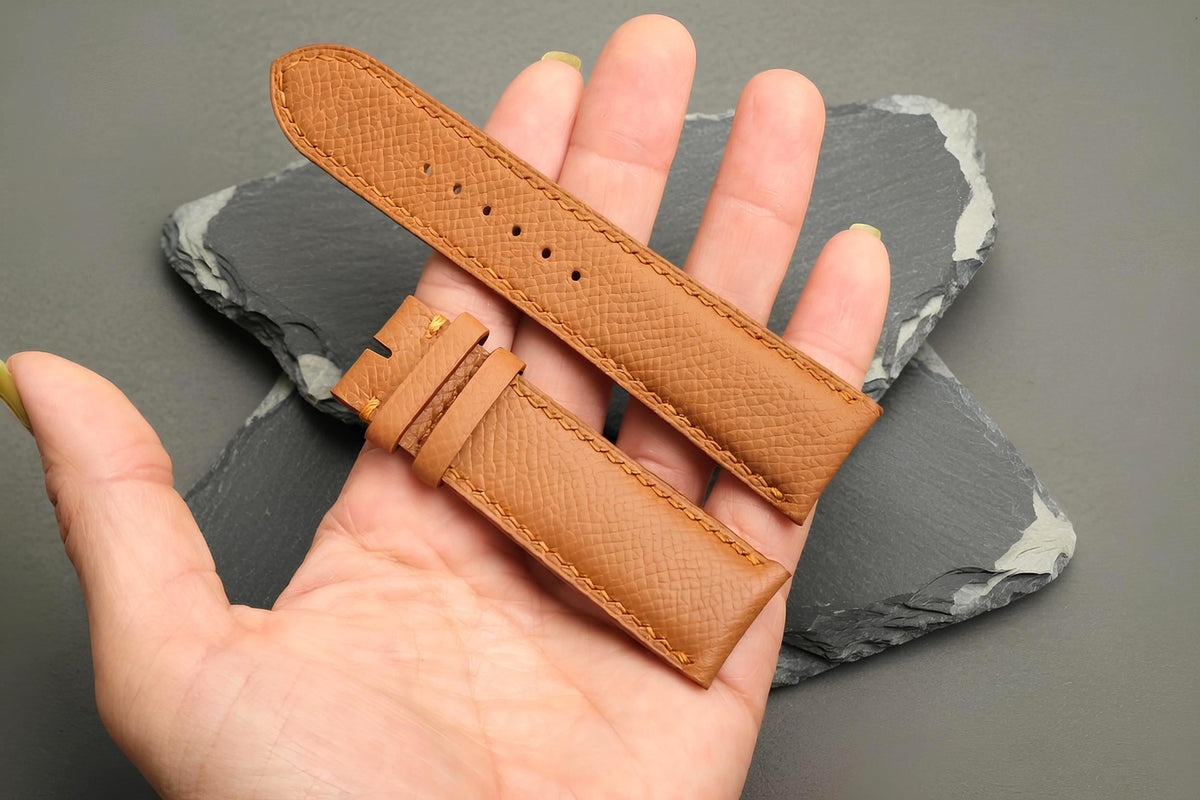 tan brown epsom leather watch strap