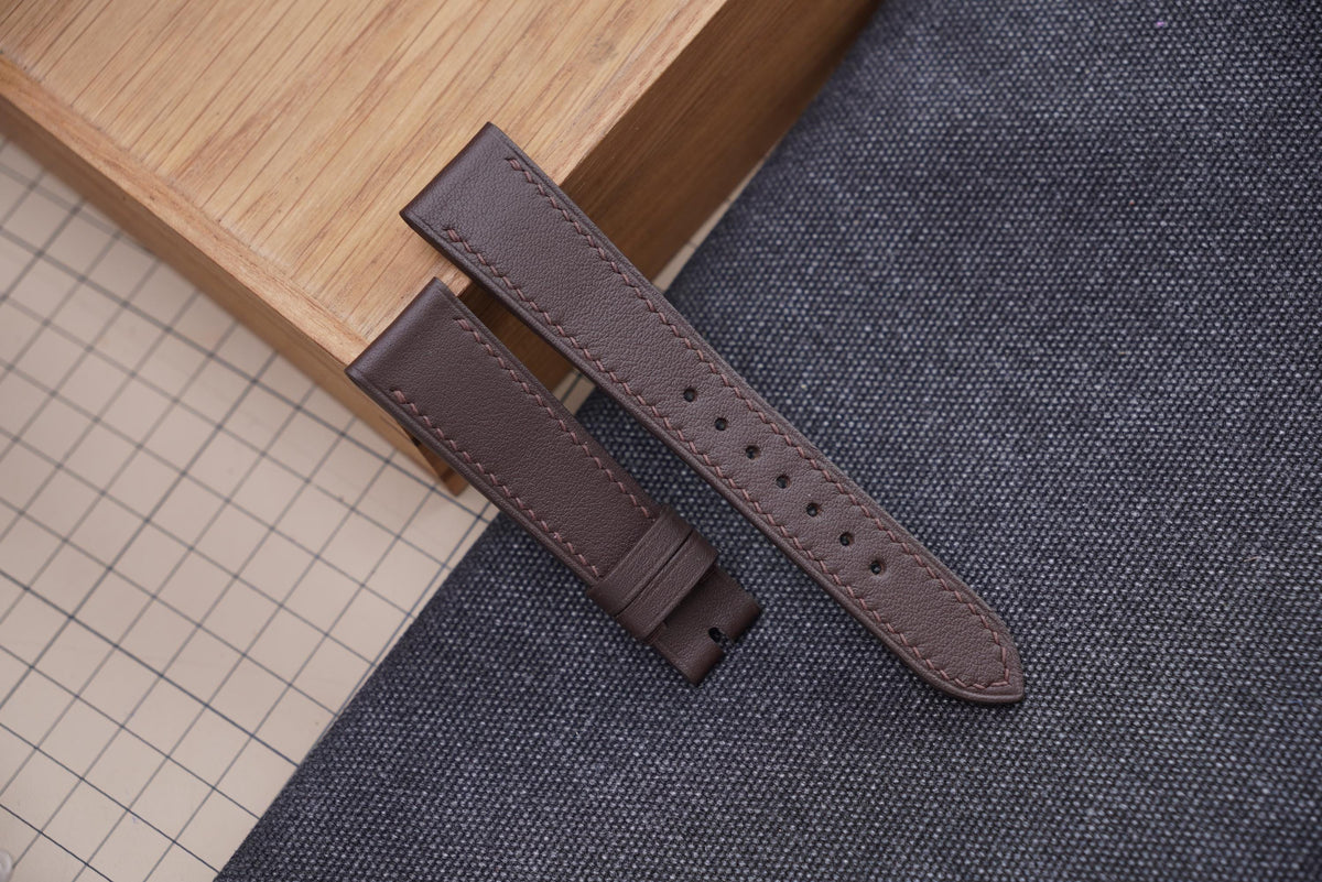 chocolate brown swift leather watch strap