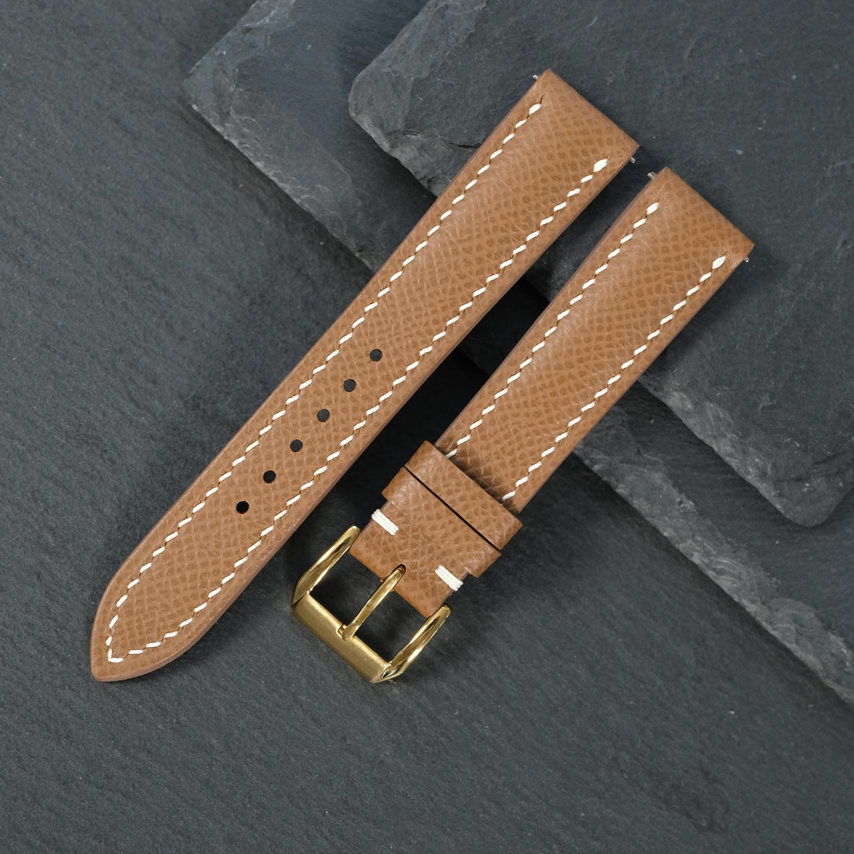 chestnut brown epsom leather watch strap
