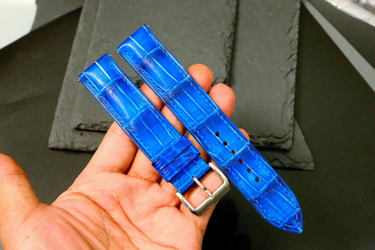 patina blue alligator leather watch strap