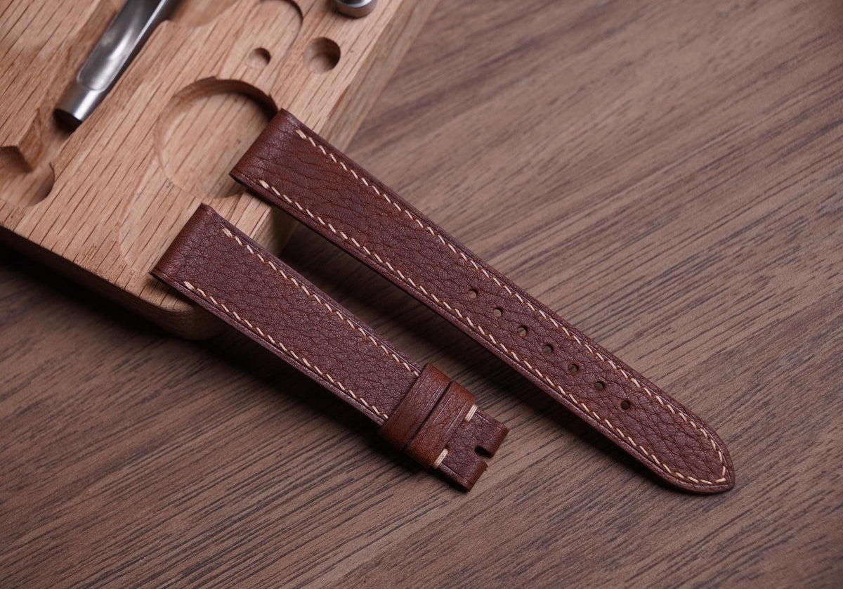 red brown vachetta leather watch strap